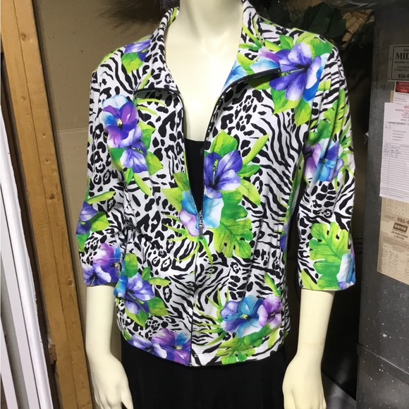 Erin London Zip Up Colorful Blazer - Picture 6 of 14